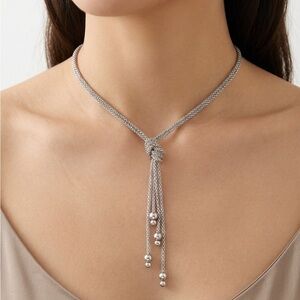 Silpada Retired N1497 Sterling Silver “ Forget Me Knot” Lariat Necklace